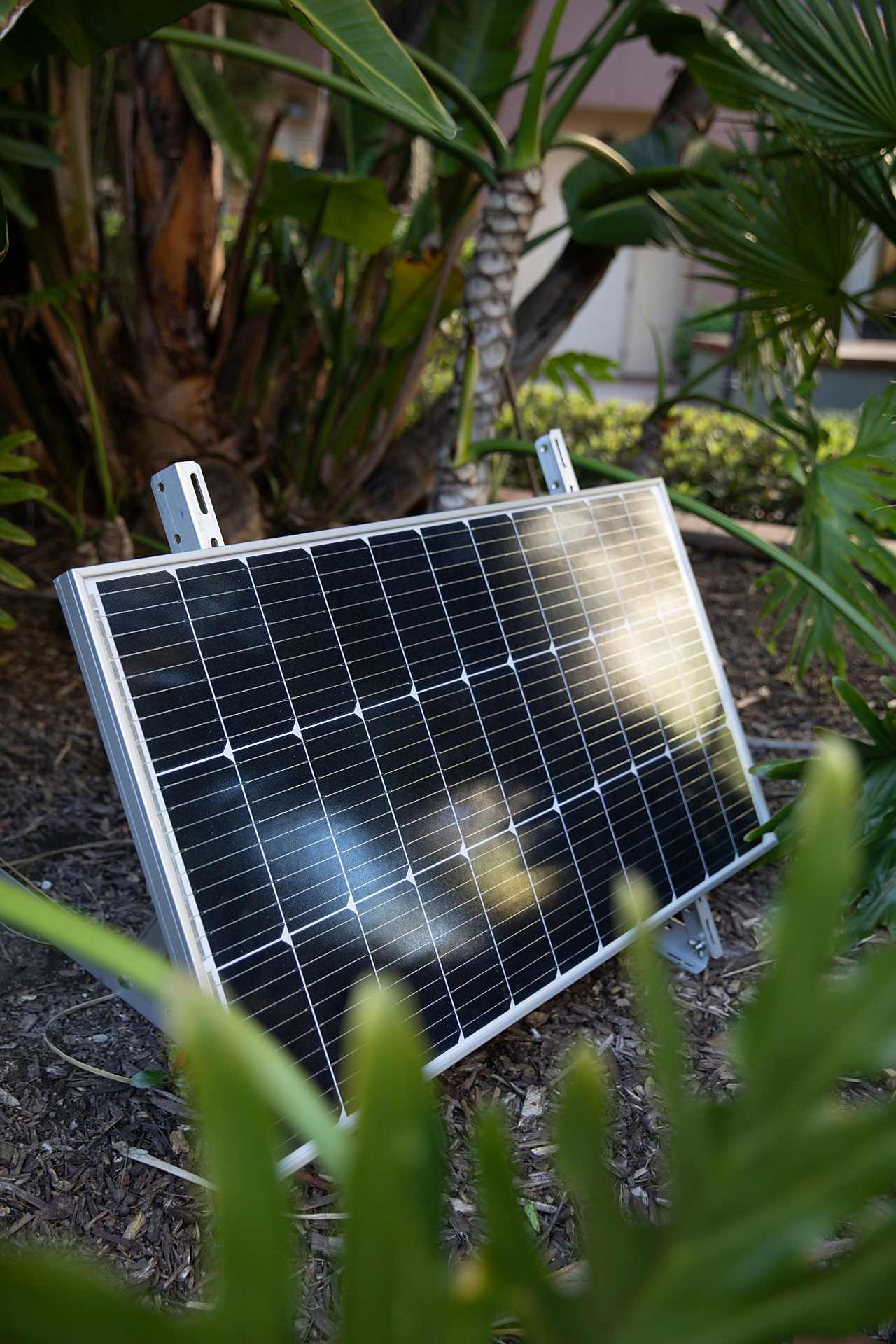 Solar panel in a garden